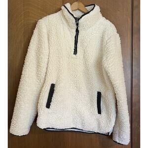 Thread + Supply Sherpa Ivory 1/4 Zip Pullover Size Women’s Medium Pockets